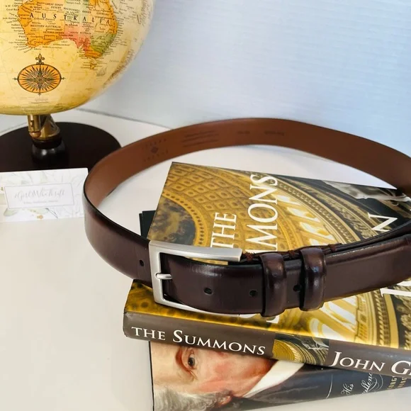 JOSEPH ABBOUD Belt Genuine Leather Gunmetal Buckle Handcrafted In Italy - Picture 15 of 15